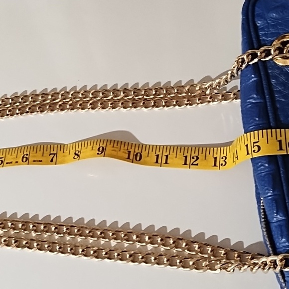 Valentina blue leather bag with chain shoulder strap and tassel. NWT. - Picture 12 of 13